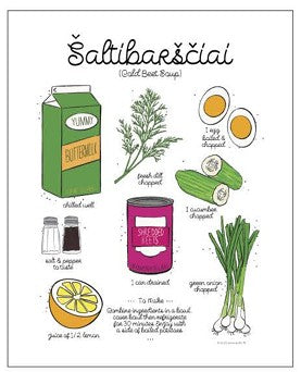 Tea Towel: Beet Soup Recipe (Cold Pink Soup)
