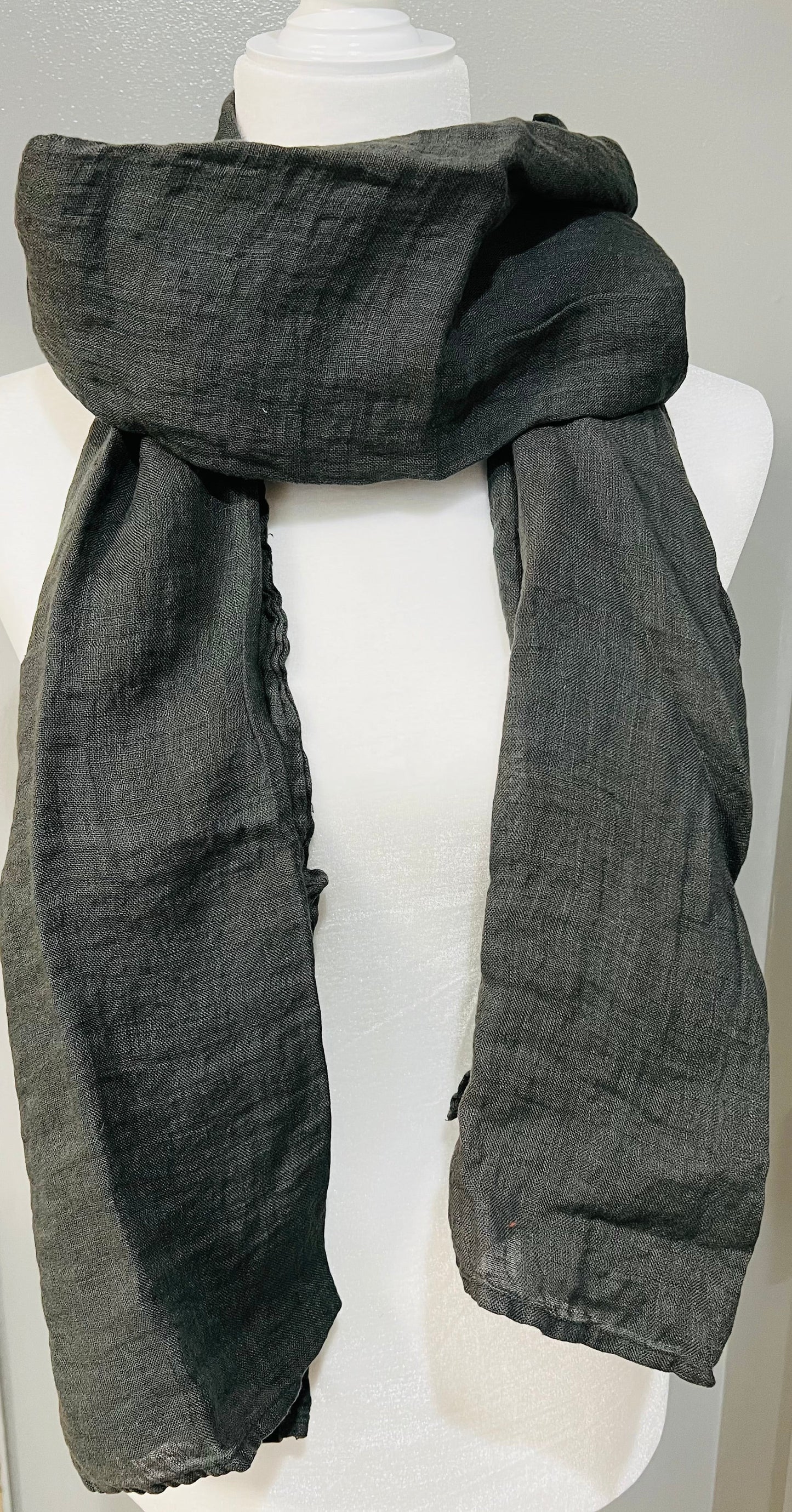 Linen Scarf - Black (3585)