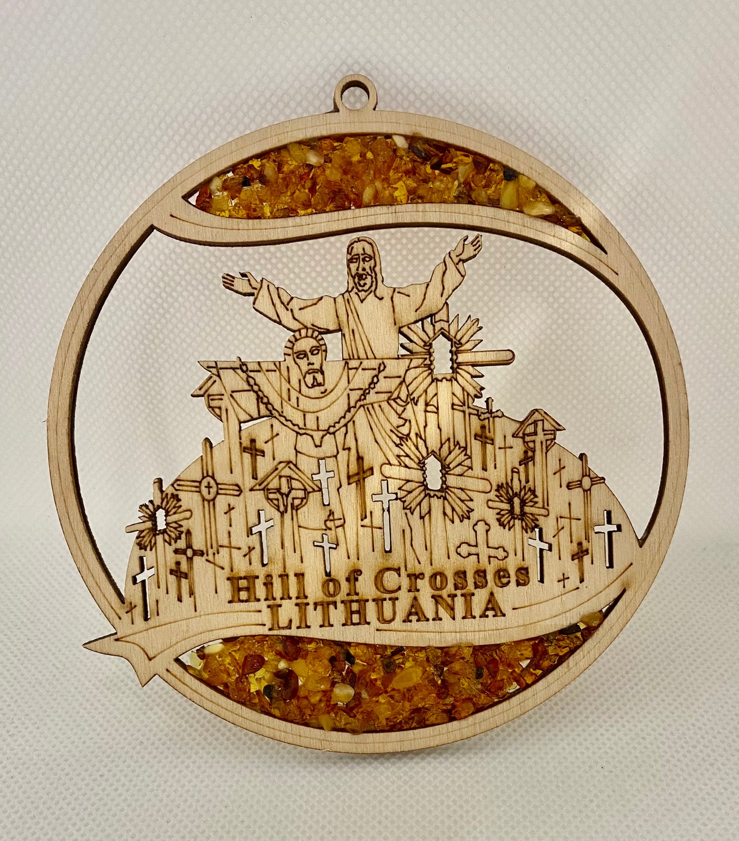 Baltic Amber and wood Ornament