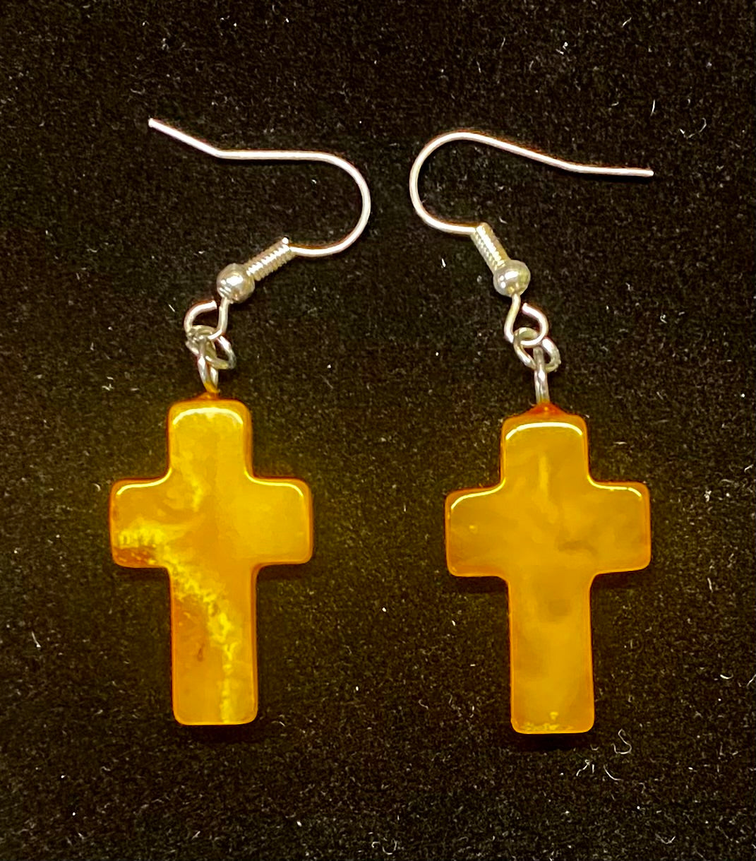 Baltic Amber Crucifix Earrings