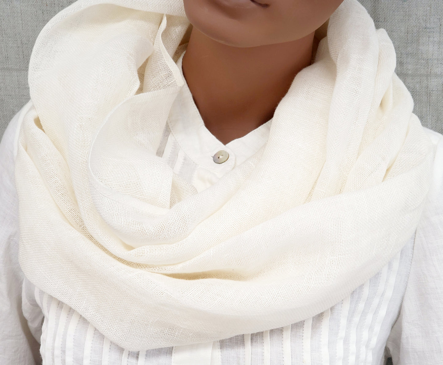 Linen Scarf - White (3267)