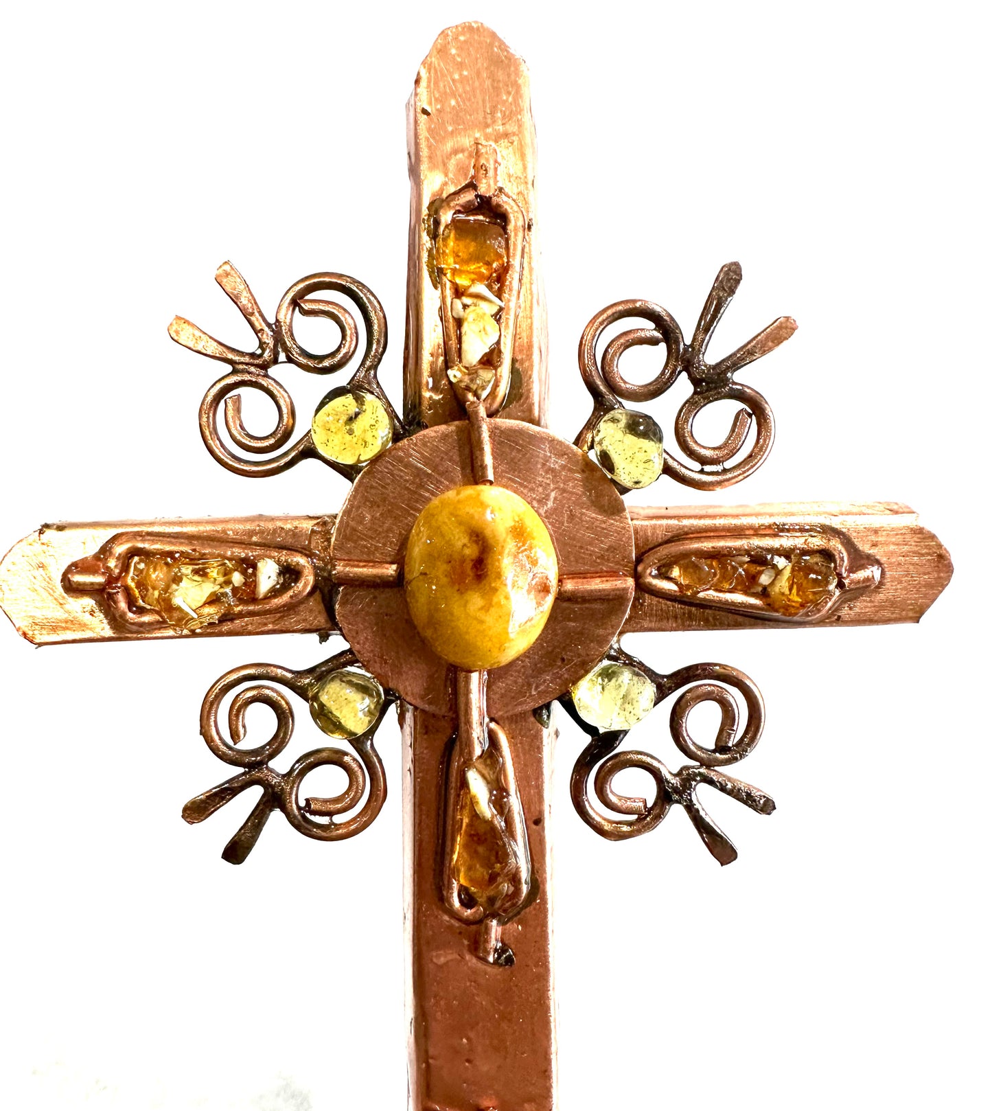 Amber and Copper Standing Cross (3230)