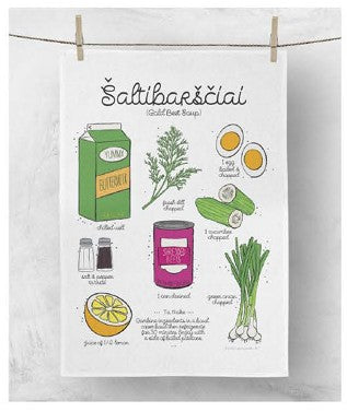 Tea Towel: Beet Soup Recipe (Cold Pink Soup)