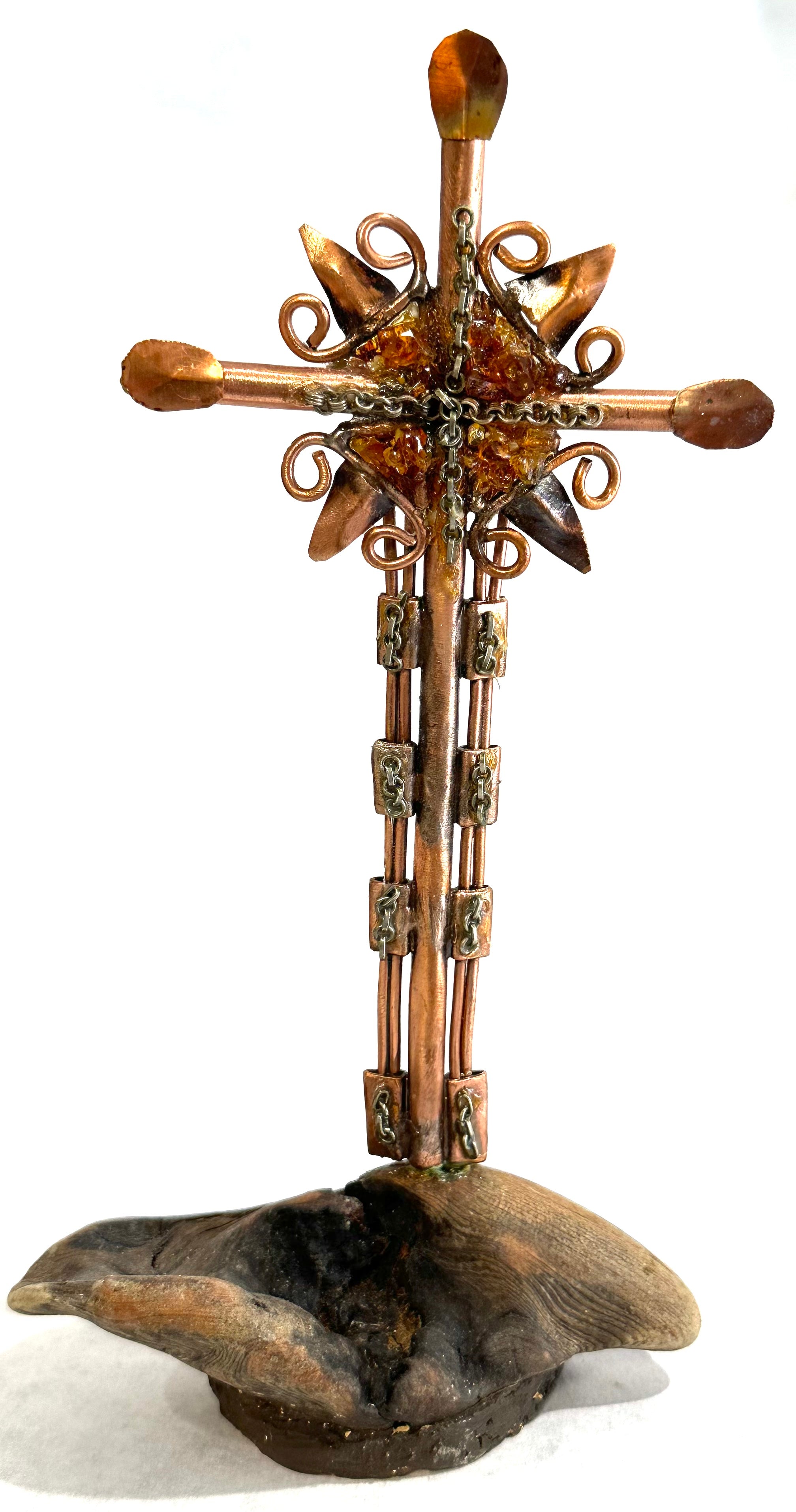 Amber And Copper Standing Cross (3352) – Balzekas Museum Gift Shop