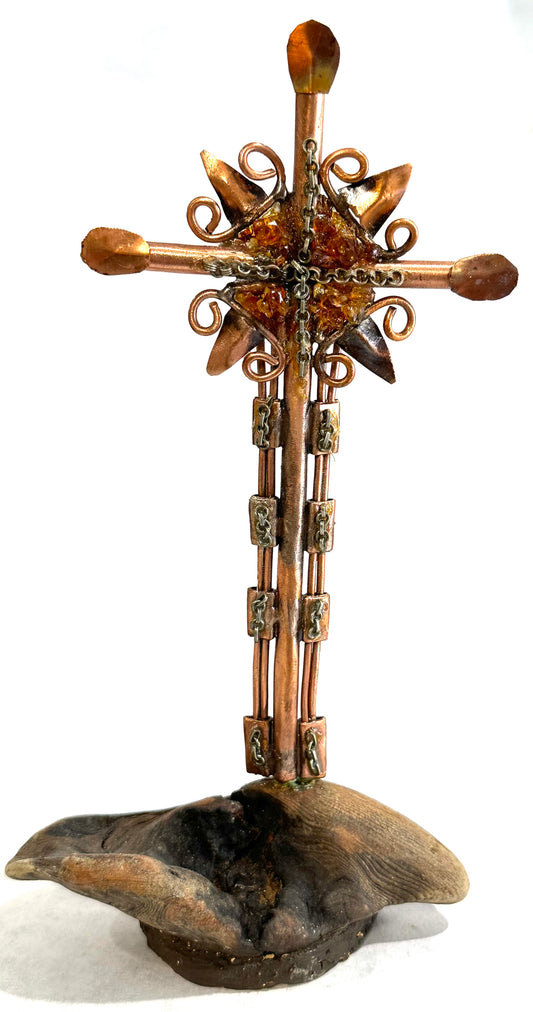 Amber and Copper Standing Cross