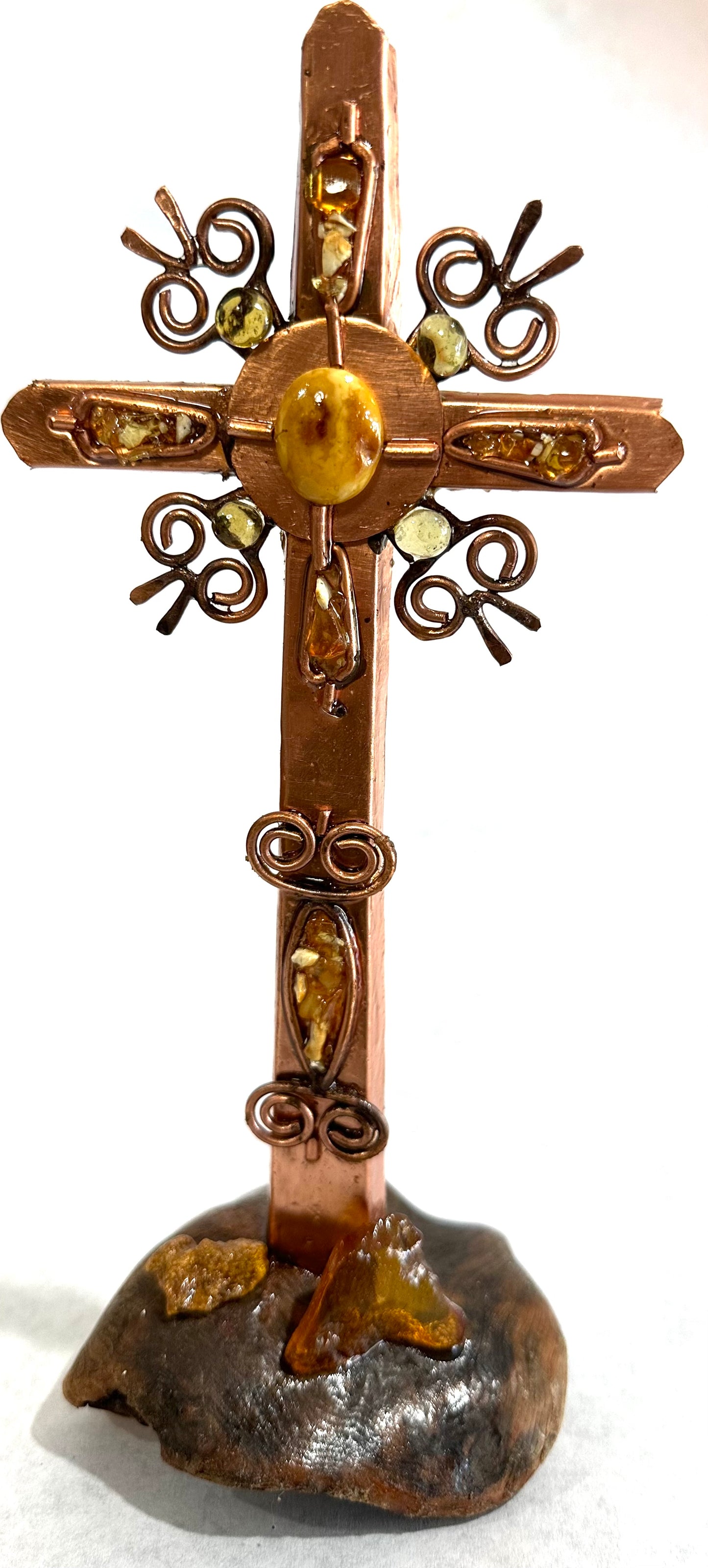 Amber and Copper Standing Cross (3230)