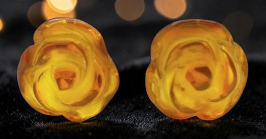 Amber Stud Earrings - Rose