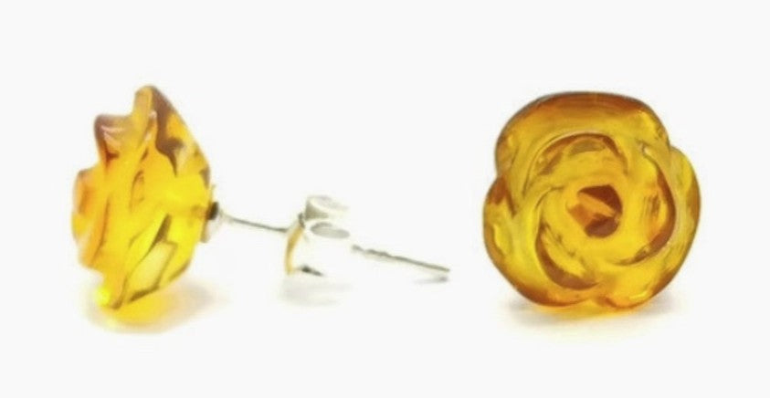 Amber Stud Earrings - Rose
