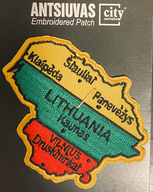 Embroidered Iron-on Patch - Map of Lithuania