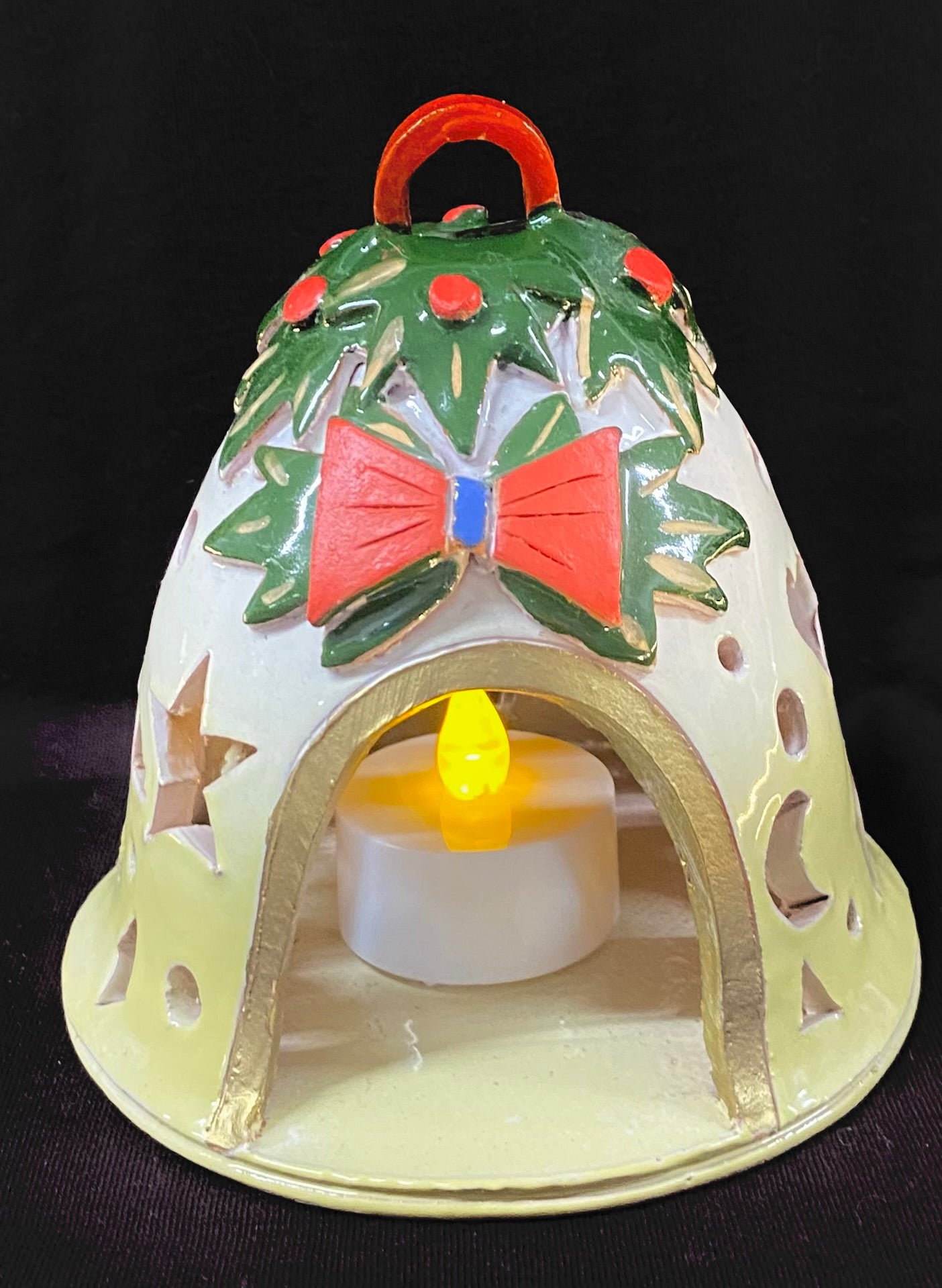 Ceramic Bell-Shaped Christmas Candle Holder