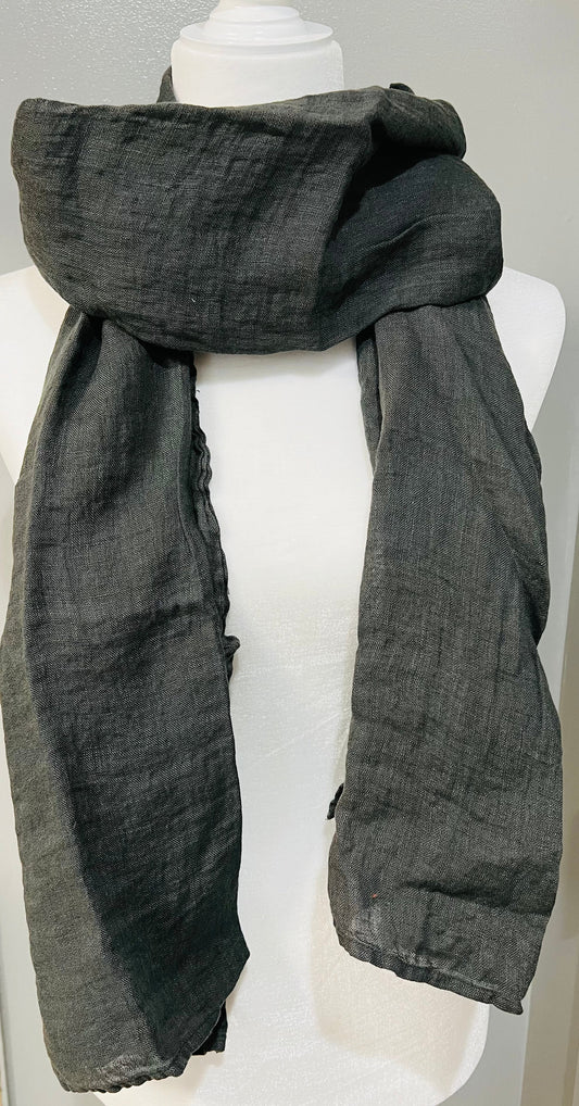 Linen Scarf - Black (3585)