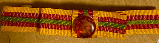 Hair Clip - Tri-color ribbon with round Amber Cabochon (3408)