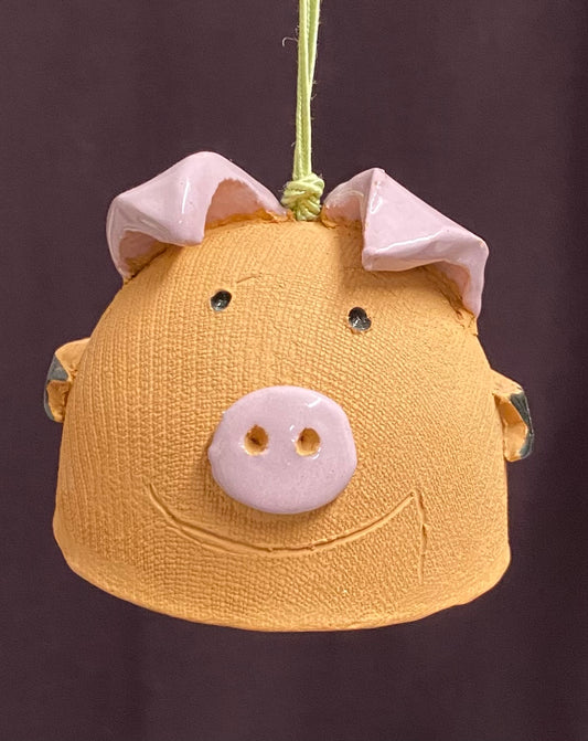 Ceramic Bell - Pink Piggy (3662)