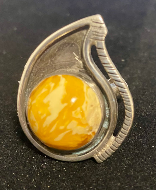 Amber & Silver Ring (0722)