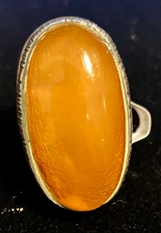Amber & Silver Ring (3383)