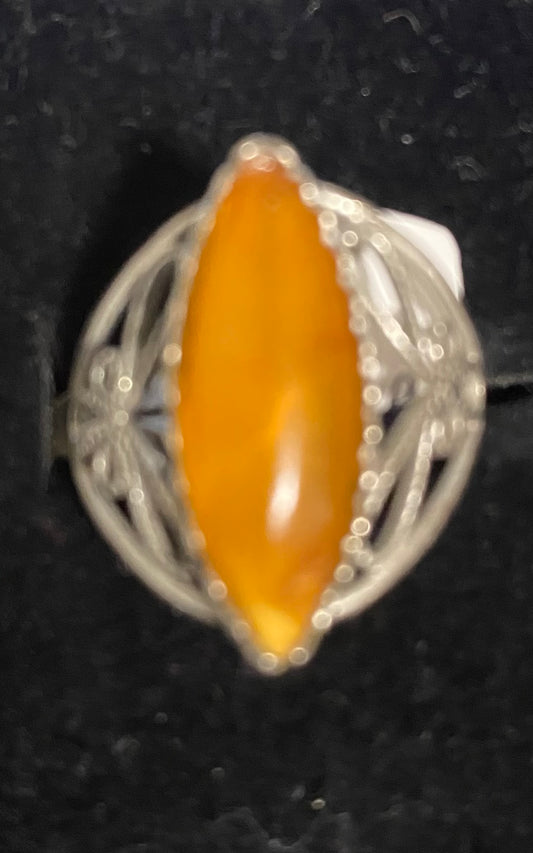 Amber & Silver Ring (3567)