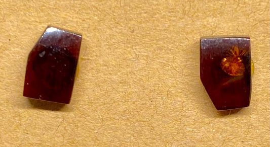 Amber Stud Earrings - Square/Rectangle (0061)