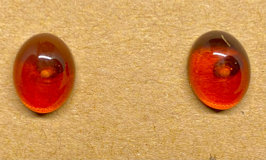 Amber Stud Earrings - Round (0059)