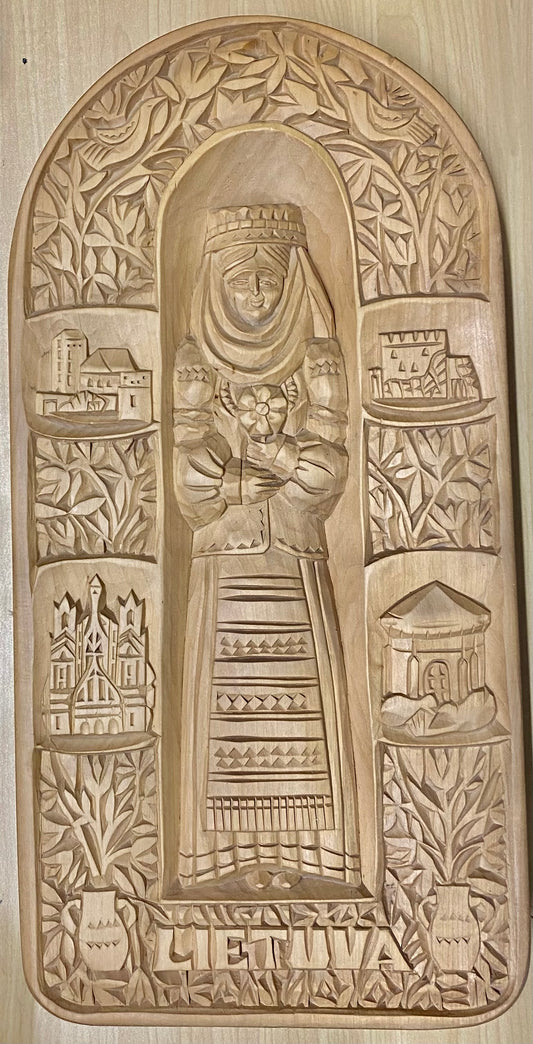 Lithuanian Carved Wooden Scenic Wall Hanging (0080)