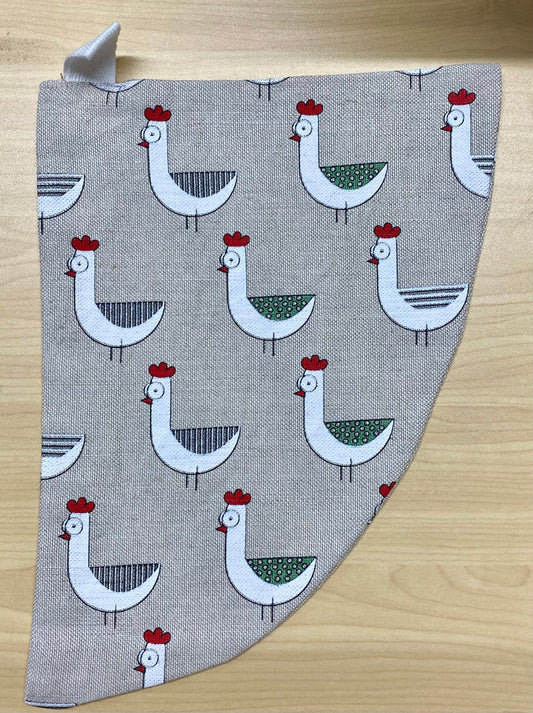 Potholder - Chicken design on Linen (0634)