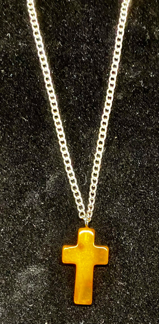 Baltic Amber Cross Shape Pendant
