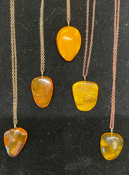 Amber Pendant on chain