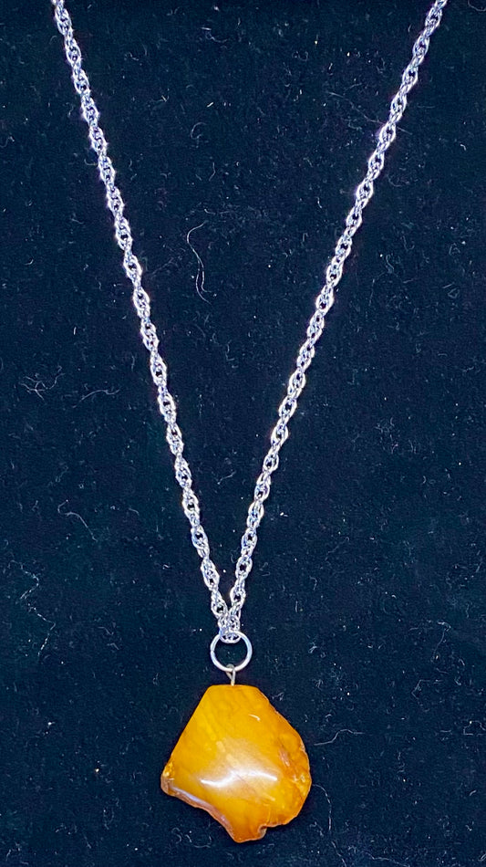 Amber Pendant and Chain