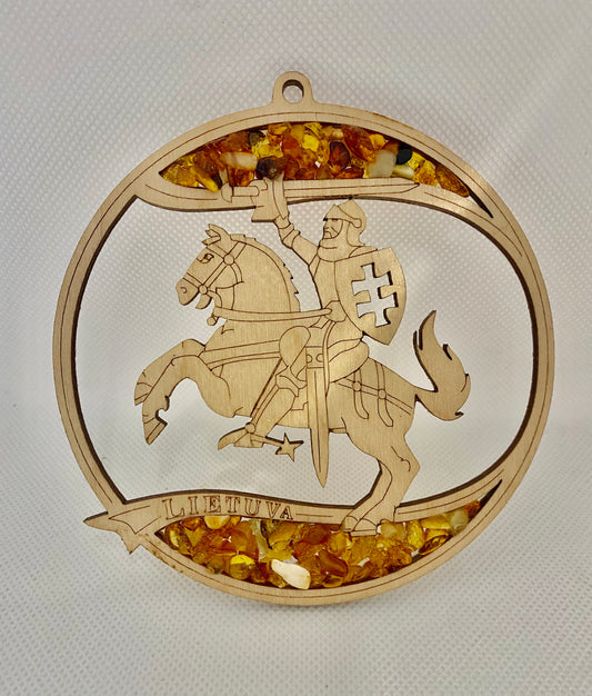 Baltic Amber and wood Ornament