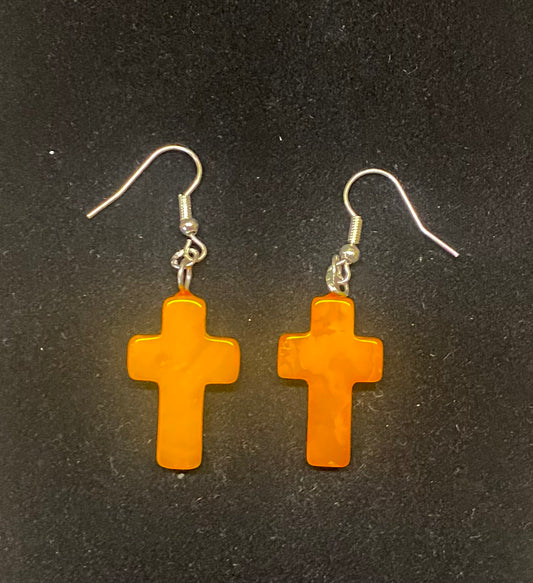 Baltic Amber Crucifix Earrings