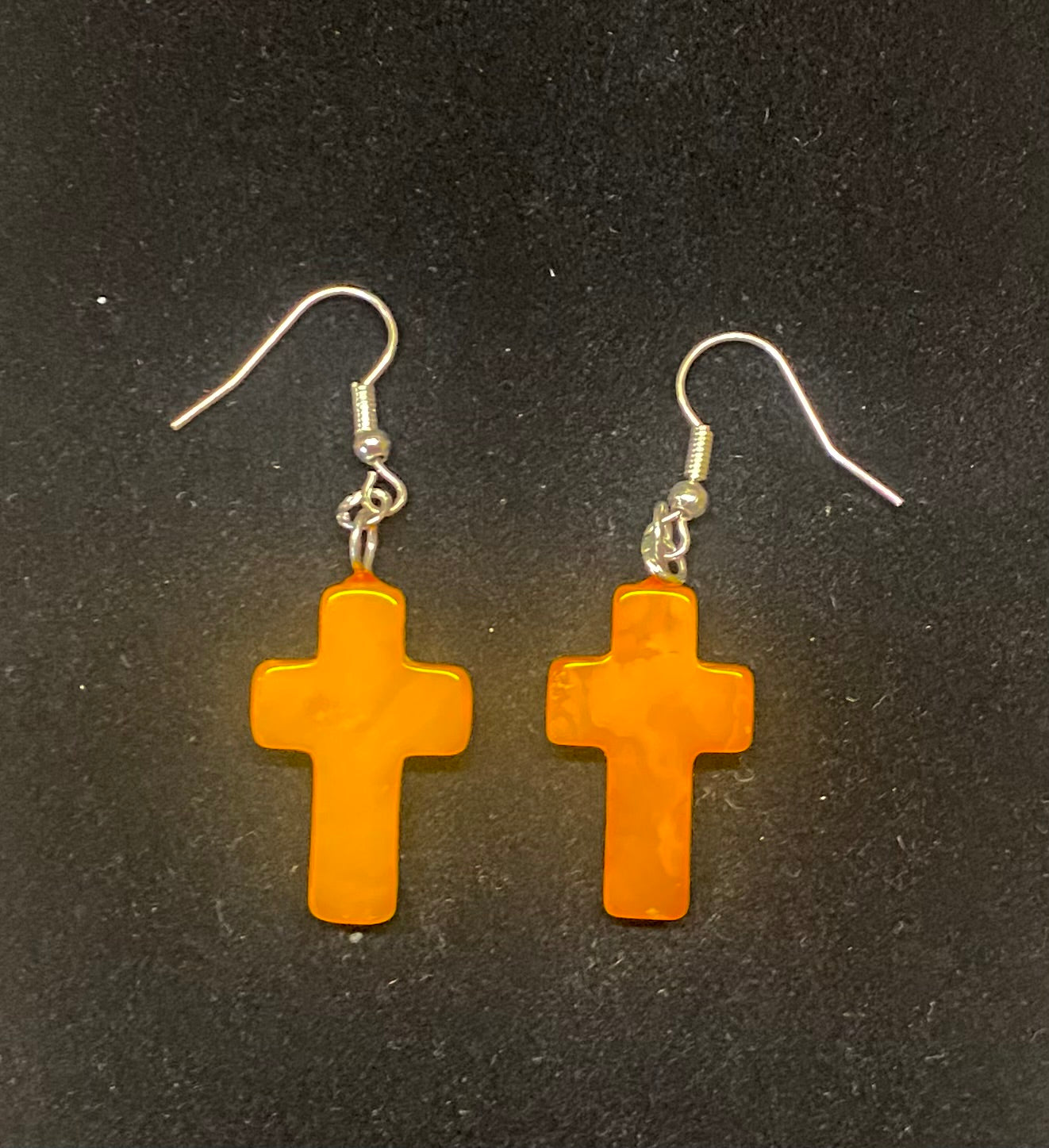 Baltic Amber Crucifix Earrings