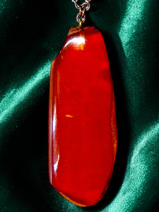 Amber Pendant on vintage chain