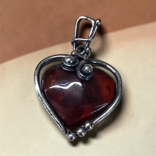 Pendant - Amber and Sterling Silver