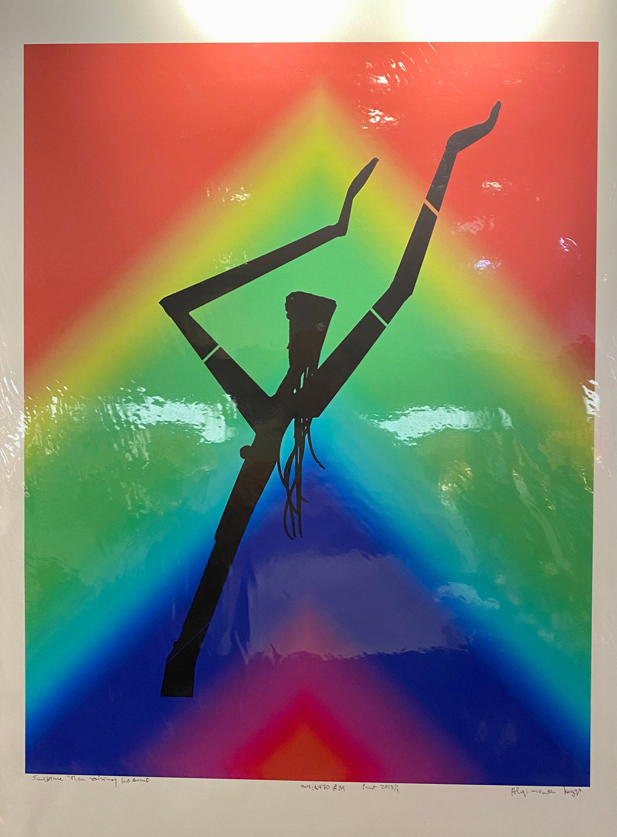 Algimantas Kezys Signed Lithograph. Man Raising His Arms