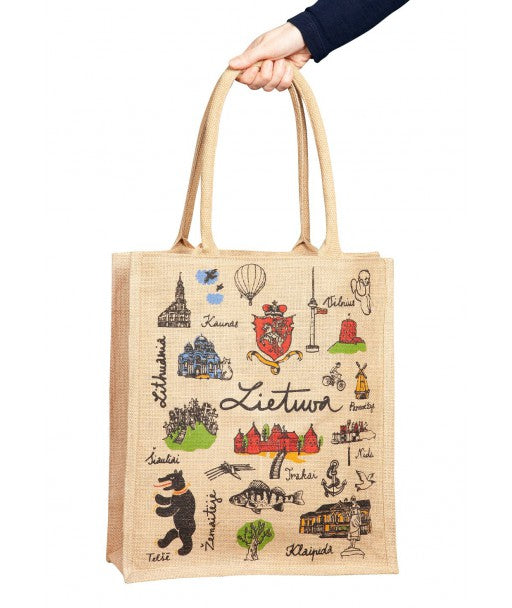 Tote Bag - Tote bag with Lithuanian cities and symbols