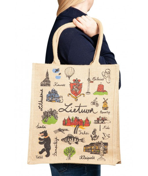 Tote Bag - Tote bag with Lithuanian cities and symbols