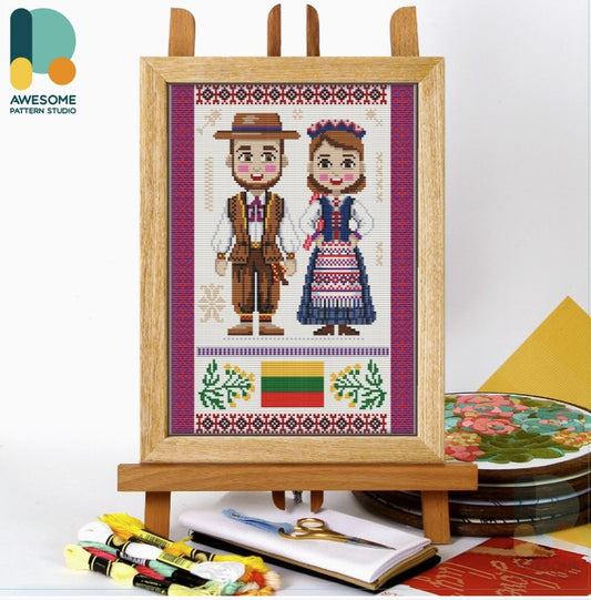 Traditional Lithuanian Counted Cross Stitch Kit