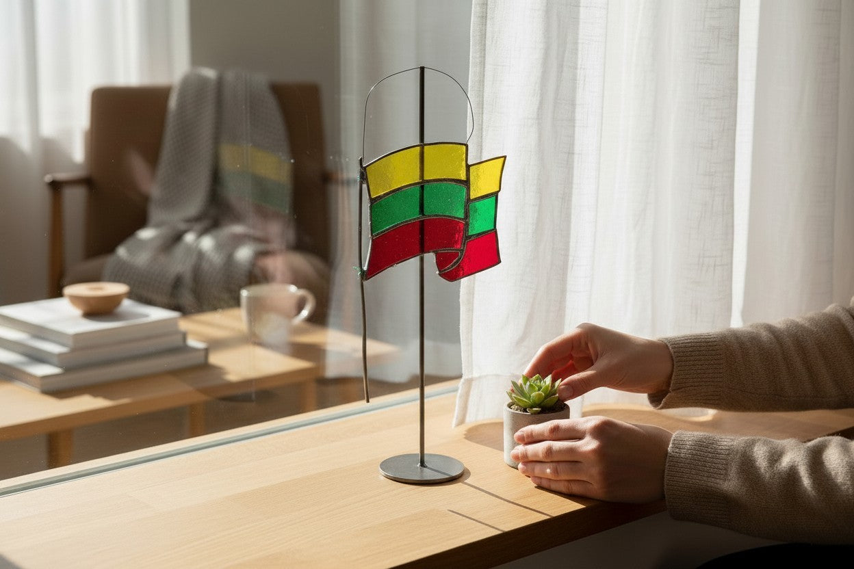 Suncatcher: Stained Glass Lithuanian Flag
