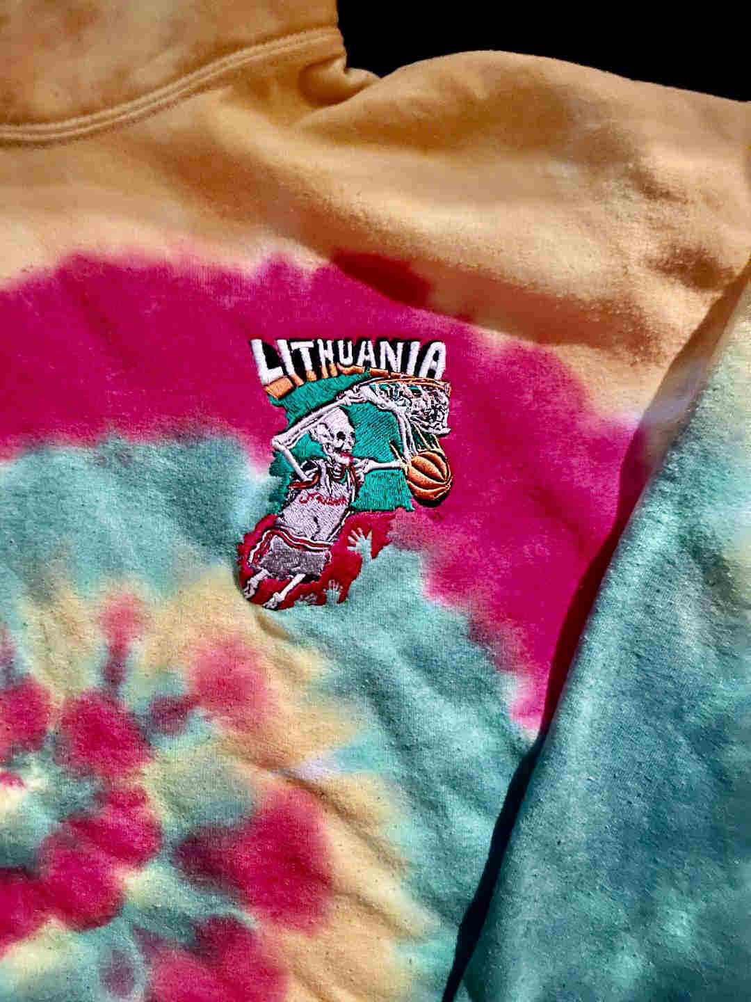 Original Lithuania Tie Dye ®  Slammin Skullman ®  30th Anniversary Hoodie 1992-2024