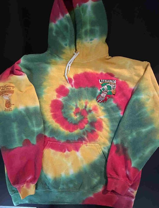 Original Lithuania Tie Dye ® Slammin Skullman ® 30th Anniversary Hoodie 1992-2024