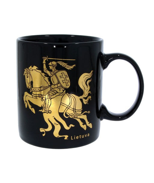 Coffee Mug - Black with Gold Vytis