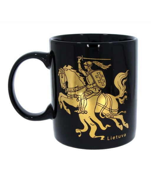 Coffee Mug - Black with Gold Vytis