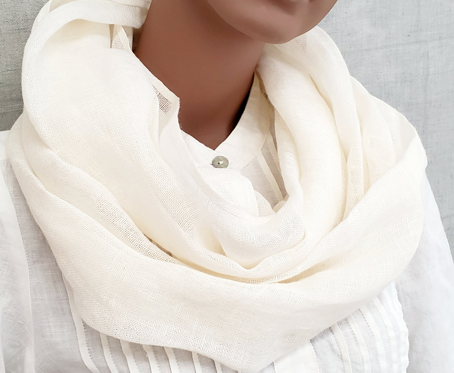 Linen Scarf - White (3267)