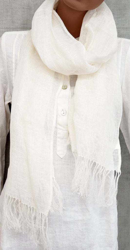 Linen Scarf - White (3267)