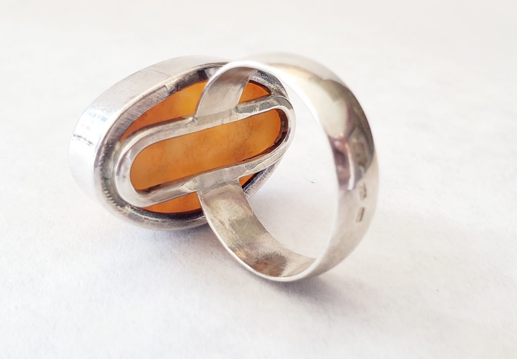 Butterscotch Amber & Silver Ring (1183)