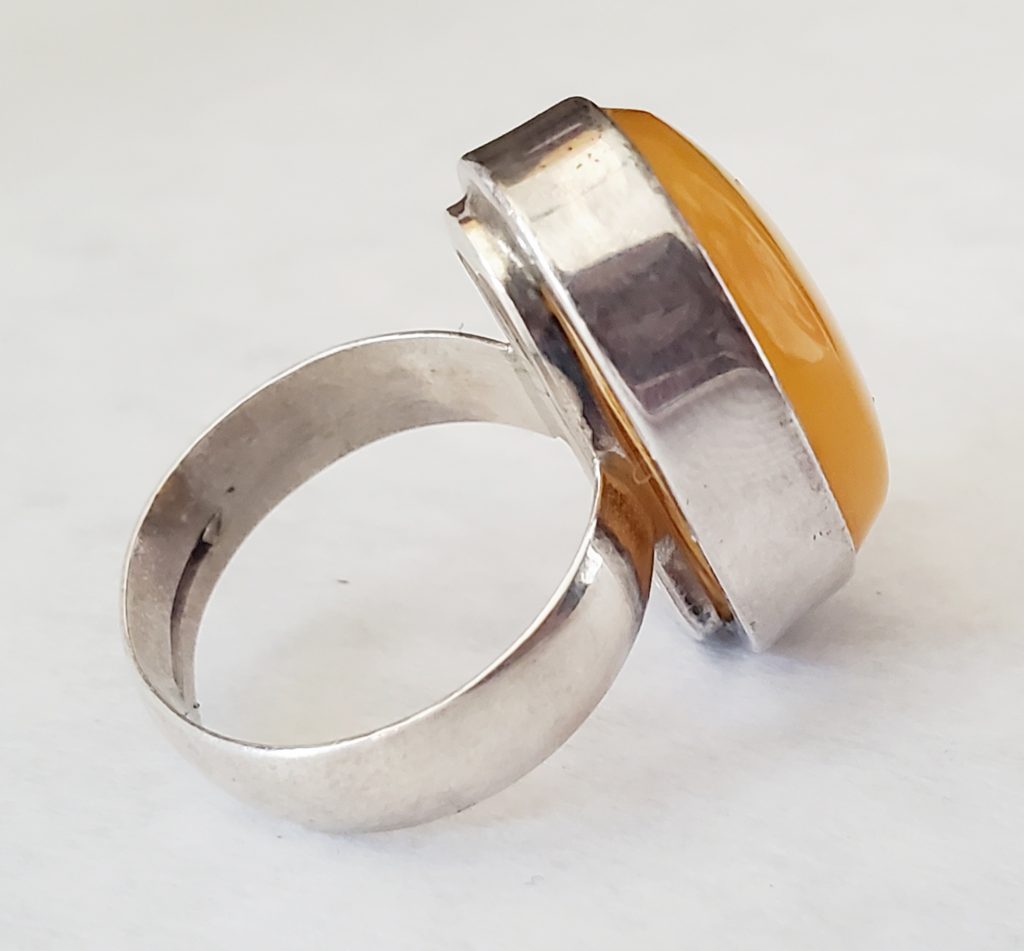 Butterscotch Amber & Silver Ring (1183)