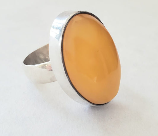 Butterscotch Amber & Silver Ring (1183)