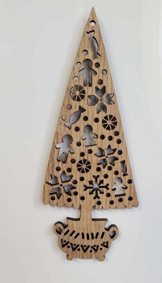 The Christmas - Tree Knitted - Over with Snowflakes