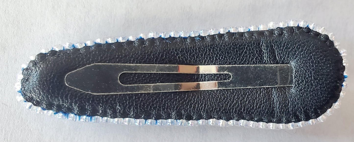 Hair Clip - Blue velvet embroidered with crystals (3416)