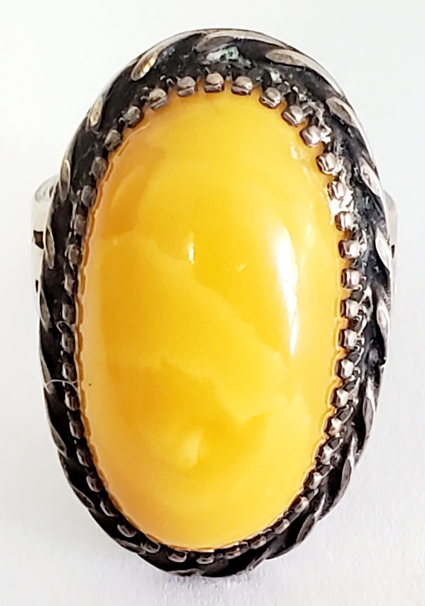 Classic Amber Ring in sterling silver (3382)