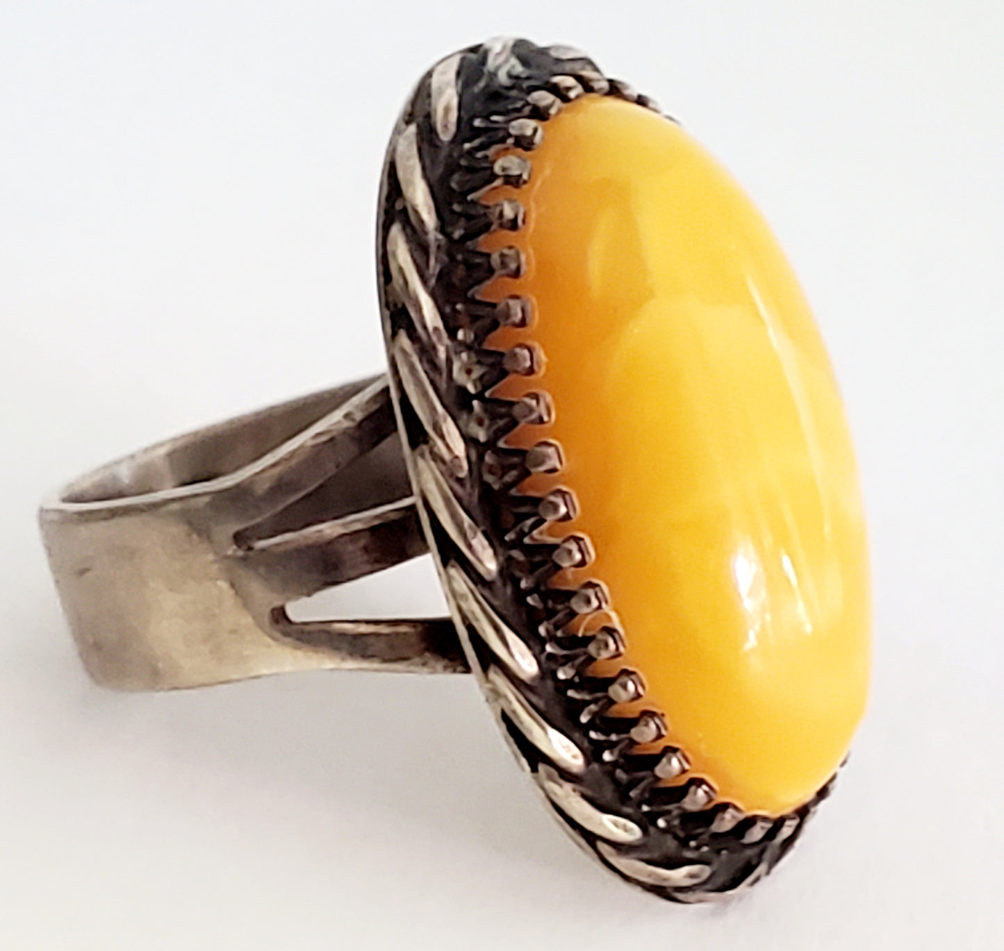 Classic Amber Ring in sterling silver (3382)